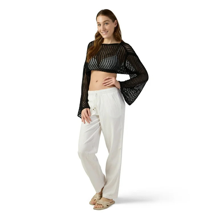 No Boundaries Women's Open Knit Shrug Top | Walmart (US)