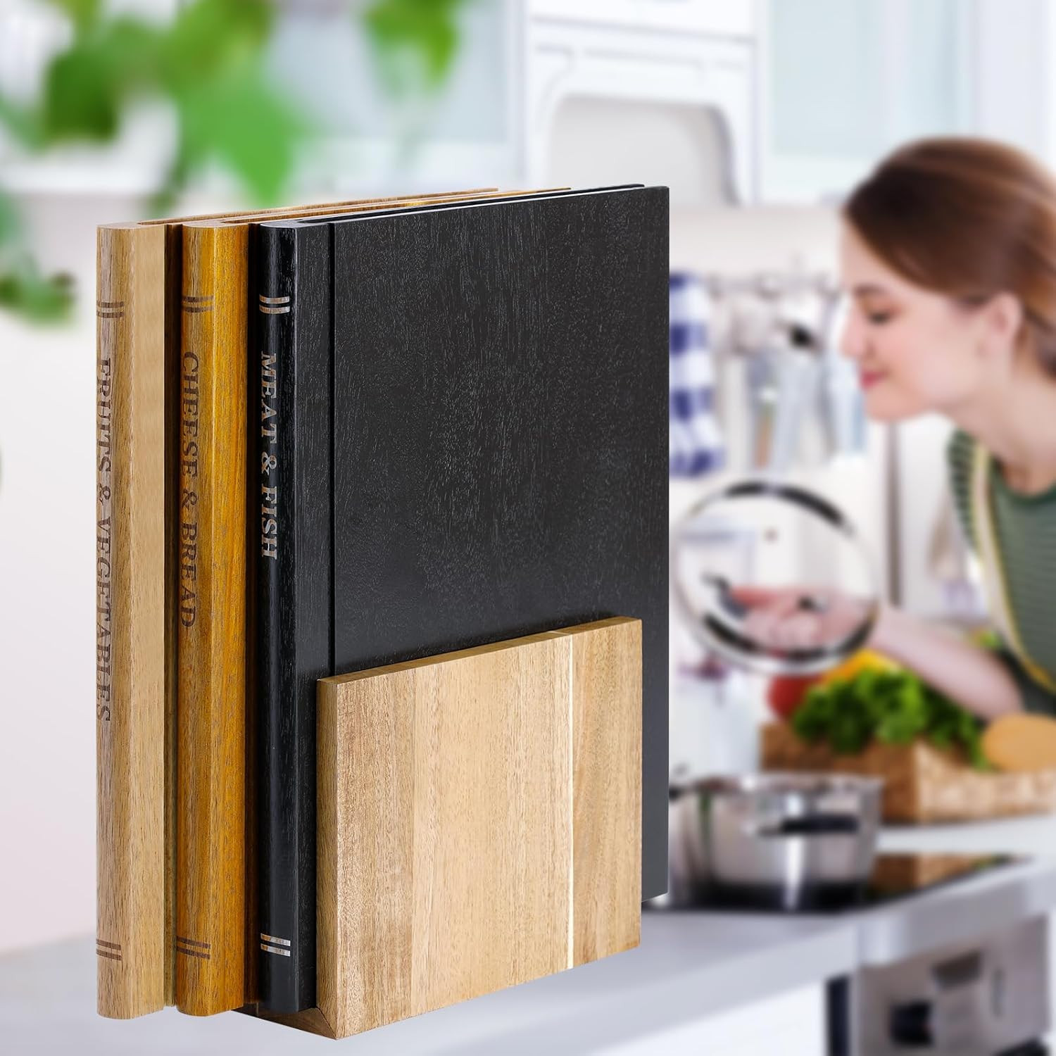 Cutting Board That Looks like Books, Set of 3 Solid Wood Book Shaped Cutting Board Library with W... | Amazon (US)