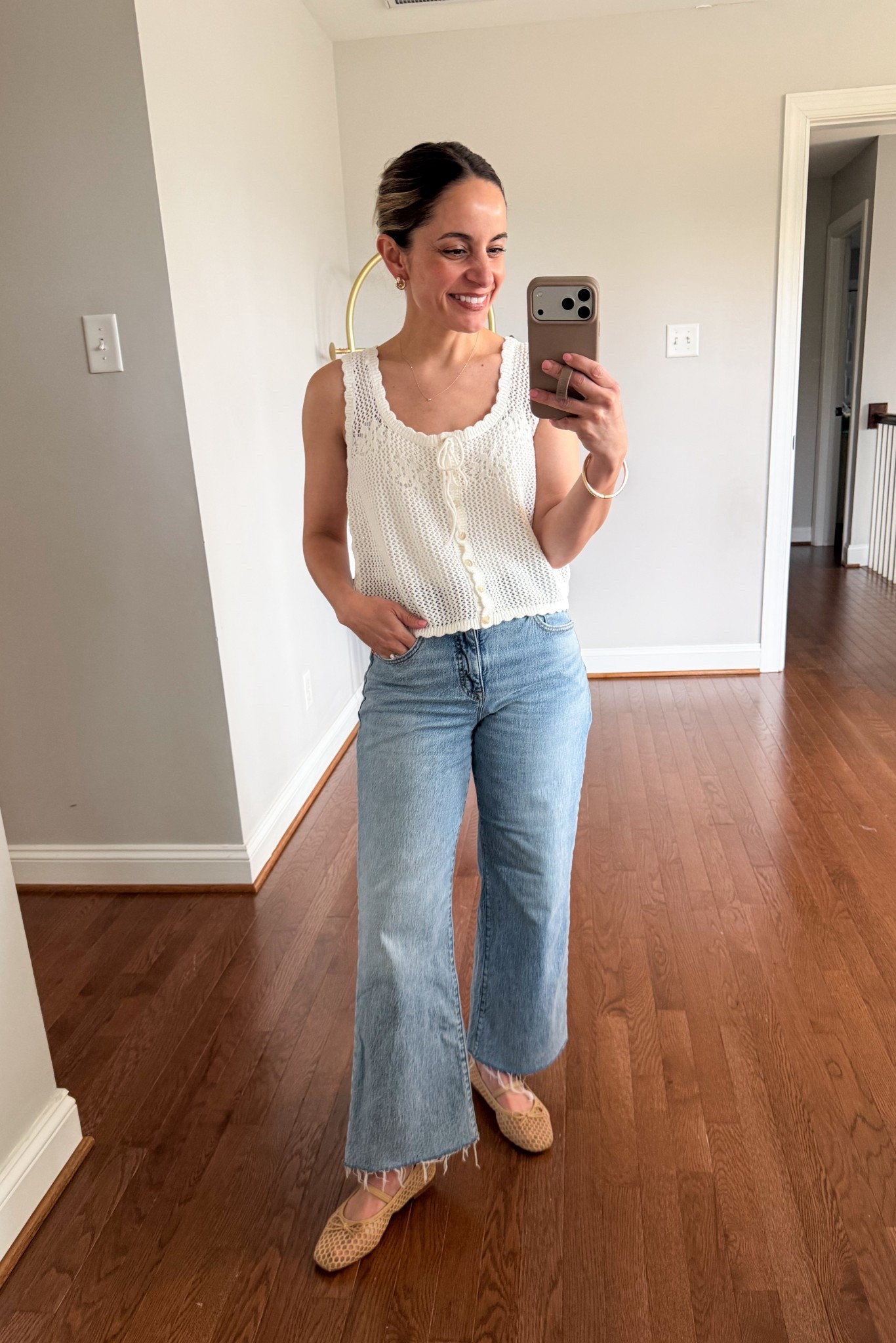 This top is 100% cotton and so pretty! It reminds me of Madewell at an Old Navy price tag. Its see through and a little low on me so I’ll be wearing it over a camisole. 

Top: petite xs 
Jeans: 24 classic (26.5” inseam | 24.5” inseam in petite) 

#LTKPetite