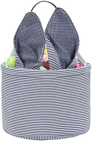 Easter Baskets Seersucker Bunny Bag for Kids, Cute Easter Bucket Bags with Rabbit Ears for Easter... | Amazon (US)