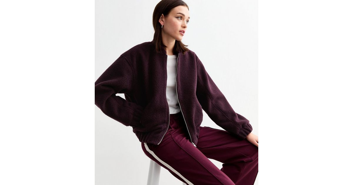 Burgundy Textured Oversized Bomber Jacket
						
						Add to Saved Items
						Remove from Saved... | New Look (UK)