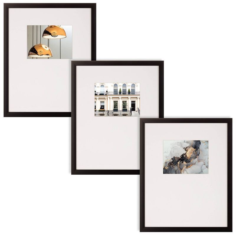 3pc 18" x 24" Matted to 8" x 10" Gallery Wall Picture Frame Set with Offset Mat/Hanging Template ... | Target
