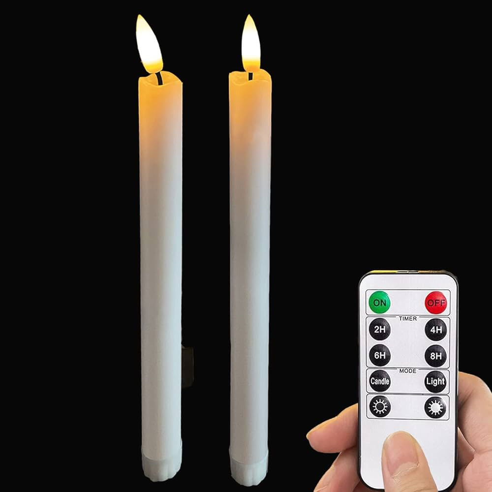 LOVECANDOU Led Battery Operated Flameless Taper Candles Light with Remote &Timer,Electric Fake Wi... | Amazon (US)