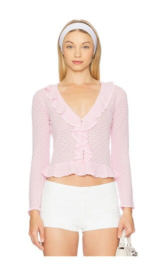 LoveShackFancy Nilah Cardigan in Pink. - size L | Revolve Clothing (Global)