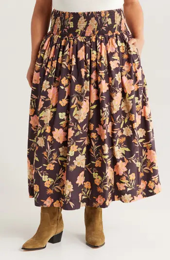 Treasure & Bond Floral Print Smocked Waist Skirt | Nordstrom | Nordstrom