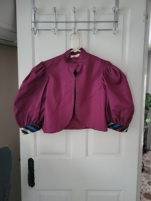 Vtg Cropped Jacket Maroon Sparkle Stripe Dimonelli Vtg Size 10 Medium | eBay US