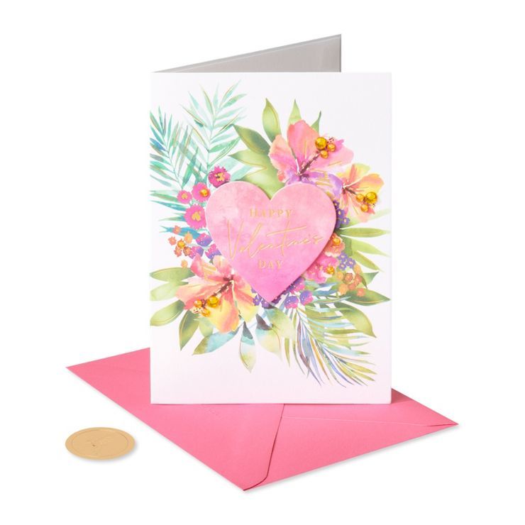 Tropical Floral Heart Valentine's Day Card - PAPYRUS | Target