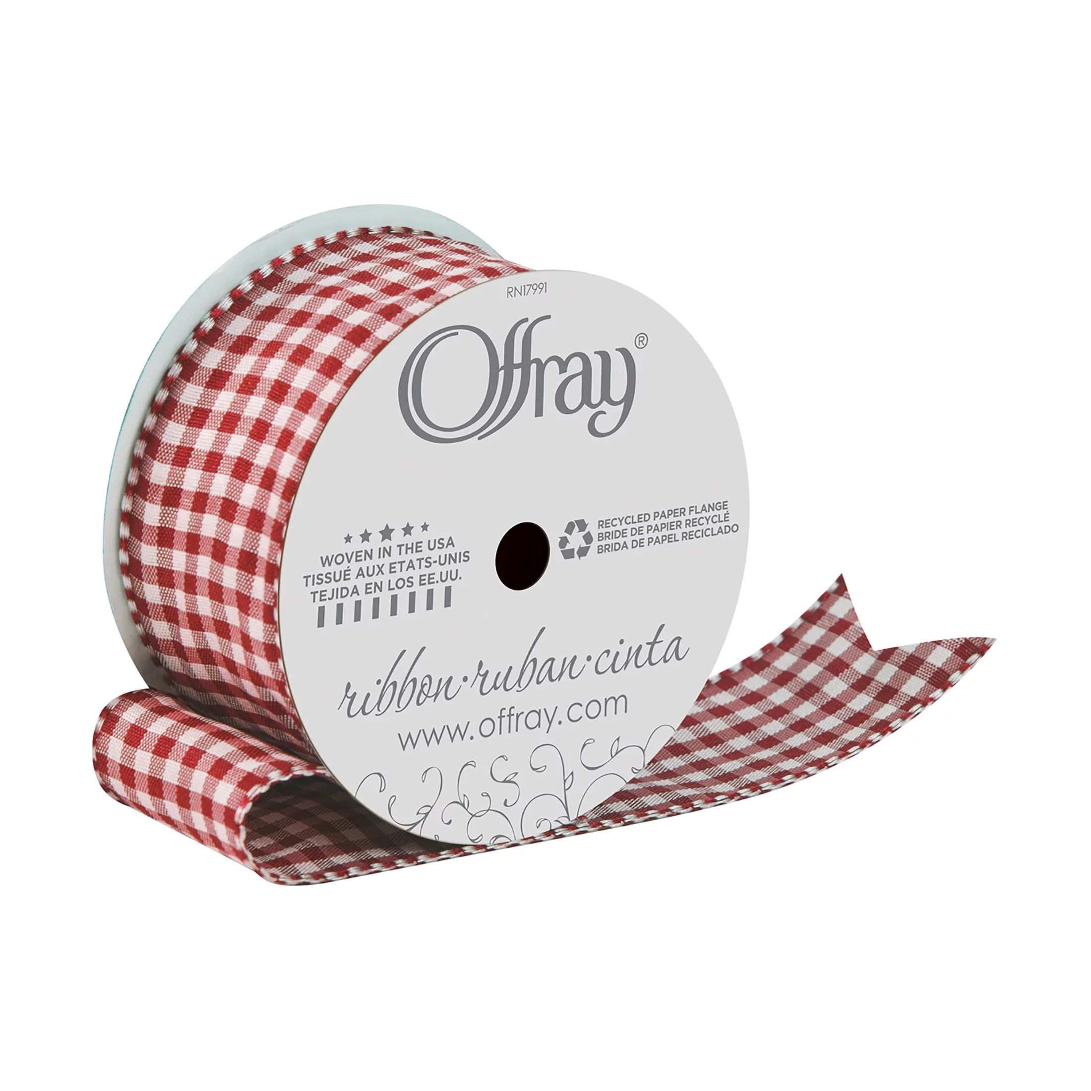 Offray Ribbon, Red 1 1/2 inch Gingham Woven Ribbon for Sewing, Crafts, and Gifting, 9 feet, 1 Eac... | Walmart (US)