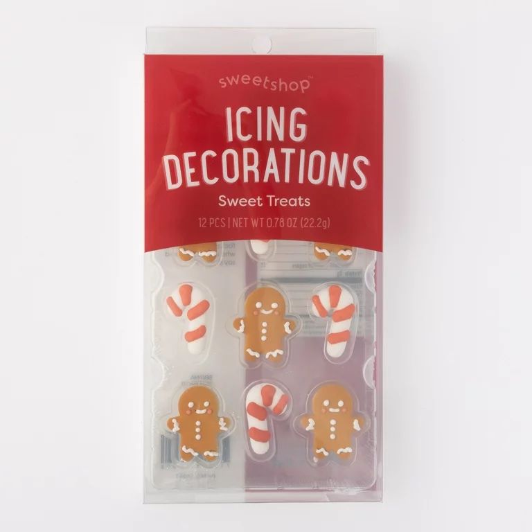 Sweetshop Icing Decorations, 12 Piece - Red and White Candy Cane and Brown Gingerbread Man | Walmart (US)
