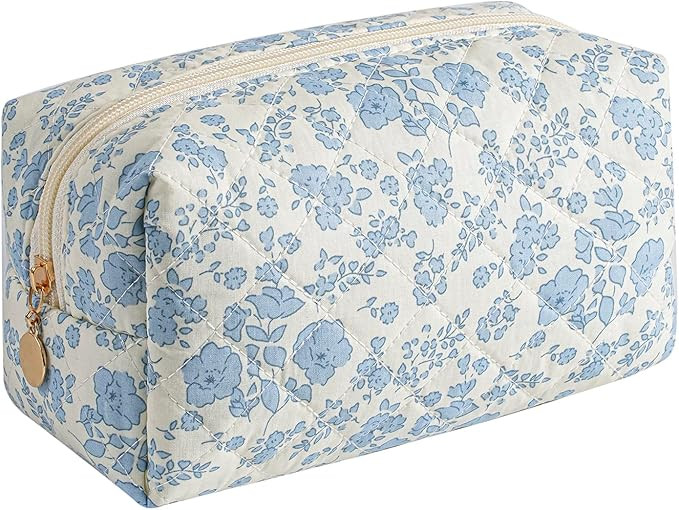 JOVAKIT Square Makeup Bag Cute Cosmetic Bag for Women, Floral Coquette Aesthetic Toiletry Bag, Zi... | Amazon (US)