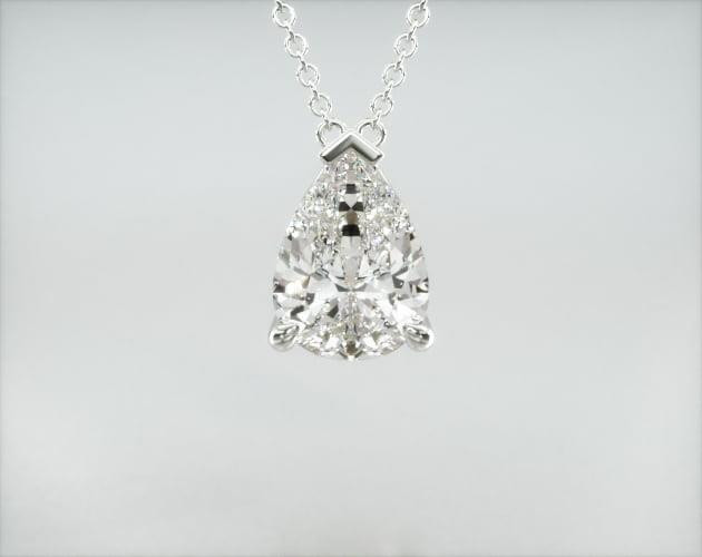 14K White Gold Point Up Pear Shape Diamond Solitaire Pendant (Mounting) | James Allen