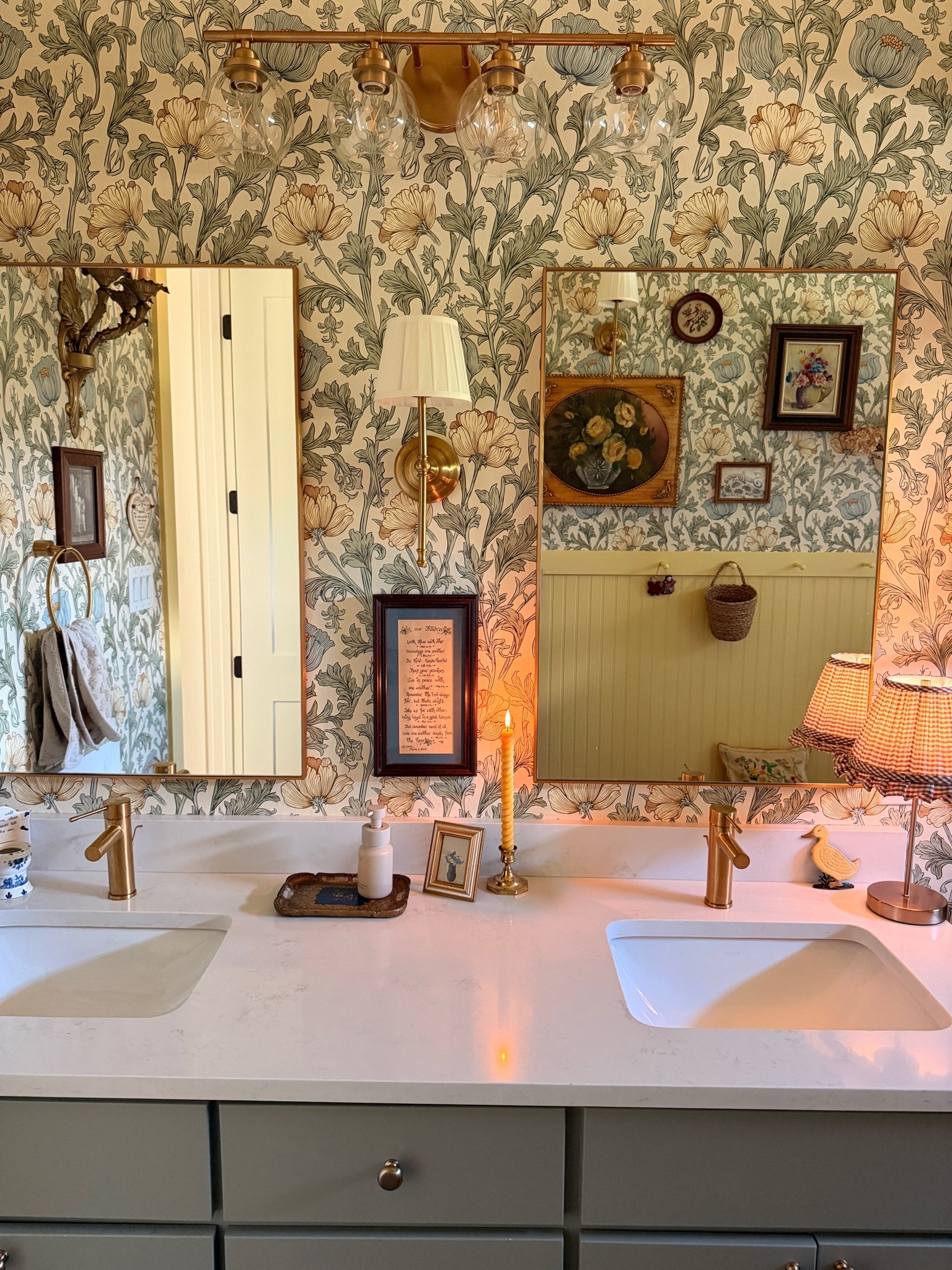 Bathroom wallpaper and paint color plus decor

#LTKHome