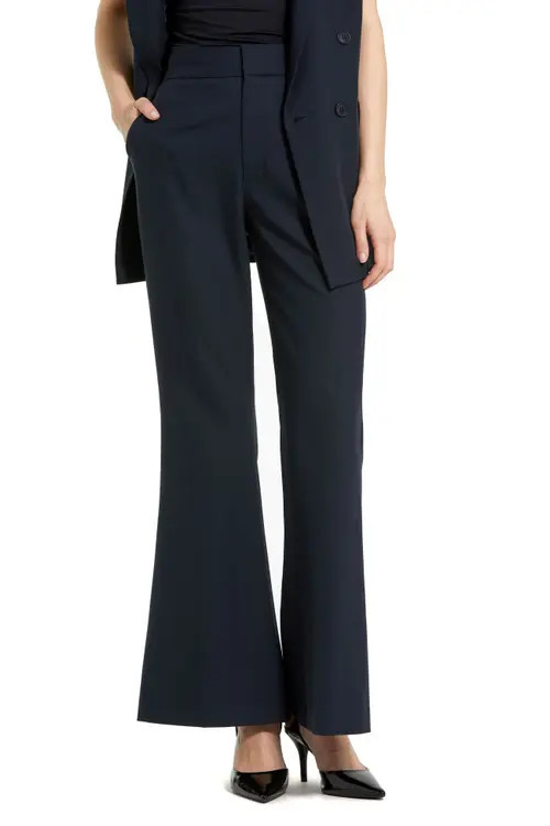 Mac Duggal Classic Crepe Flared Trouser Pant in Navy at Nordstrom, Size 0 | Nordstrom