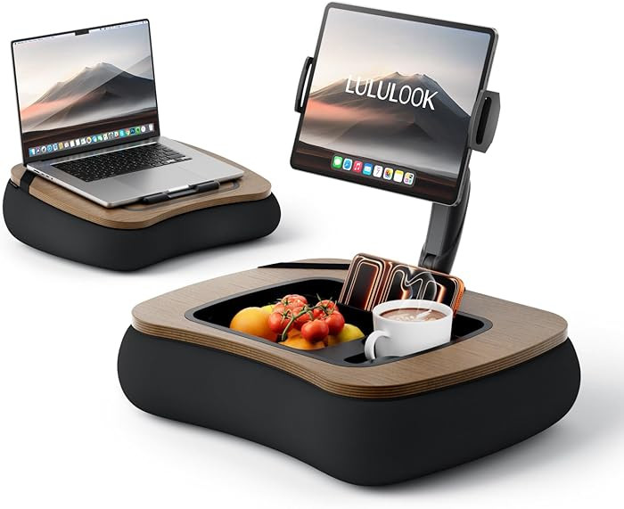 LULULOOK 2-in-1 Lap Desk & Kindle Pillow Stand, Laptop Desk Holder with Beanbag Cushion & Foldabl... | Amazon (US)