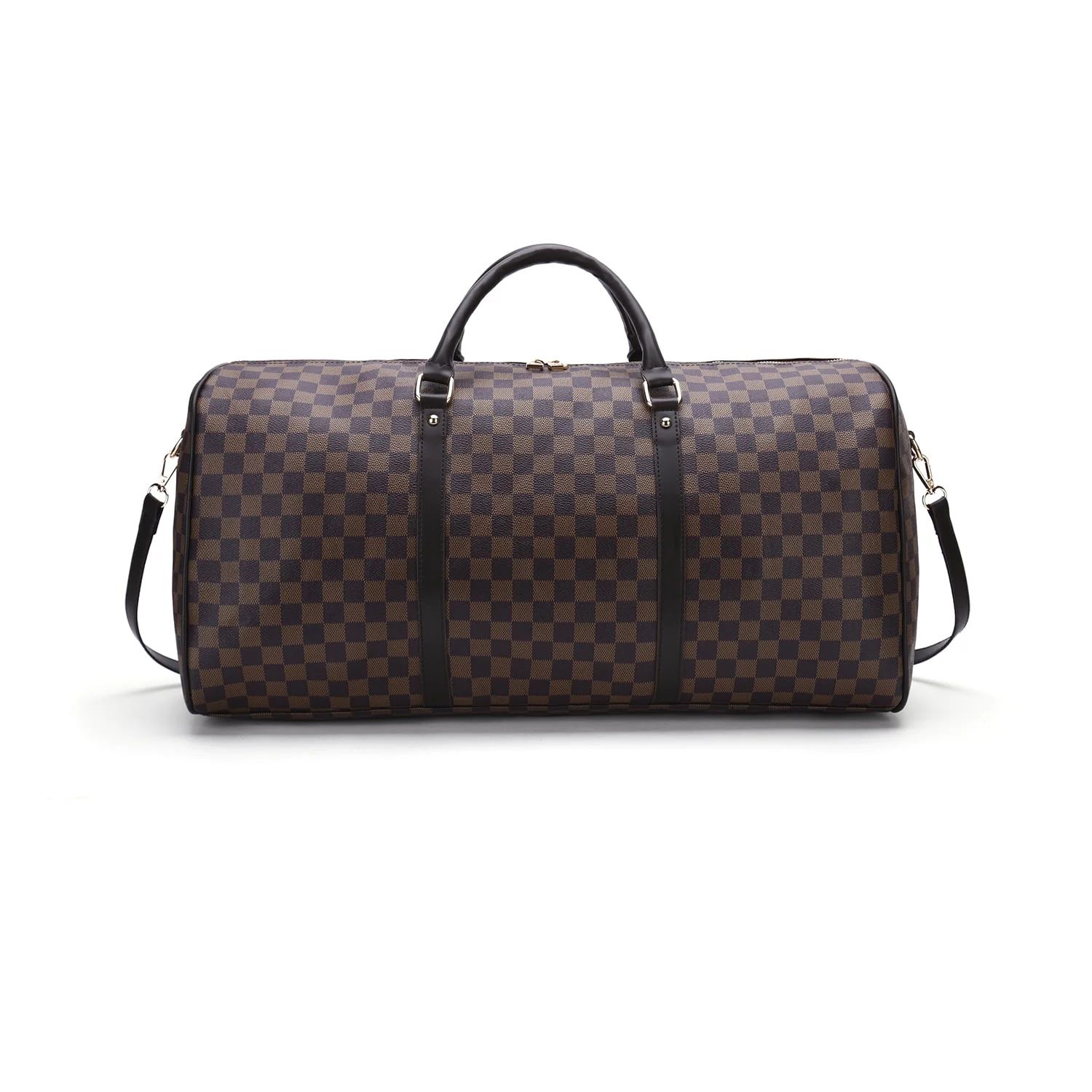 MK Gdledy Checkered Travel PU Leather Weekender Overnight Duffel Bag Shoulder tote Handbag Travel... | Walmart (US)