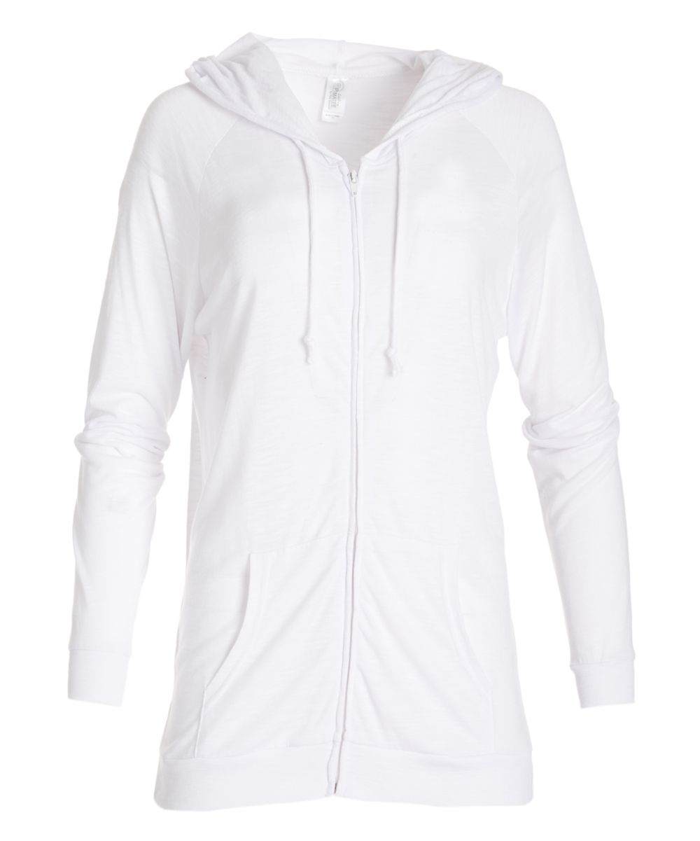 Pima Apparel Women's Sweatshirts and Hoodies White - White Hooded Slub Zip-Up Jacket - Women | Zulily