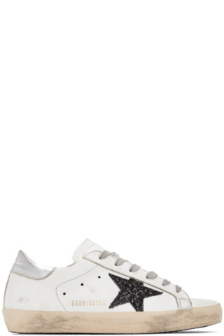 Golden Goose - SSENSE Exclusive White Glitter Superstar Sneakers | SSENSE