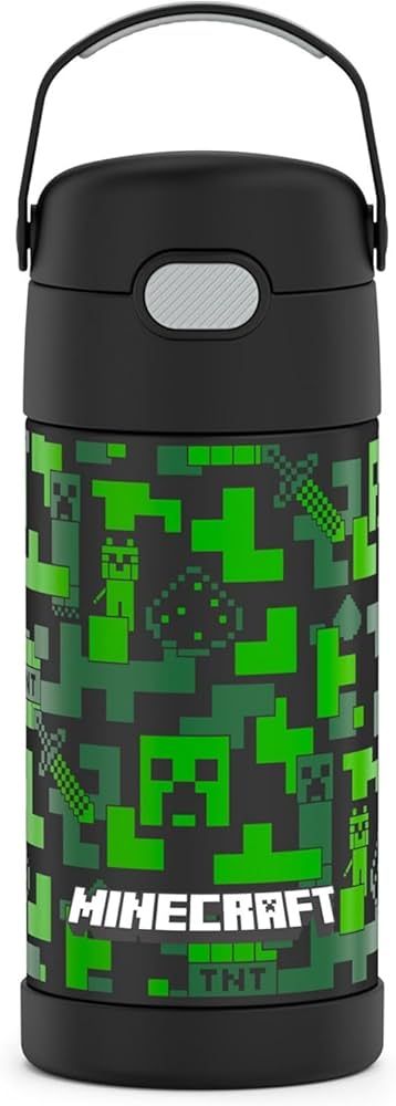 THERMOS FUNTAINER 12 Ounce Stainless Steel Vacuum Insulated Kids Straw Bottle, Minecraft | Amazon (US)