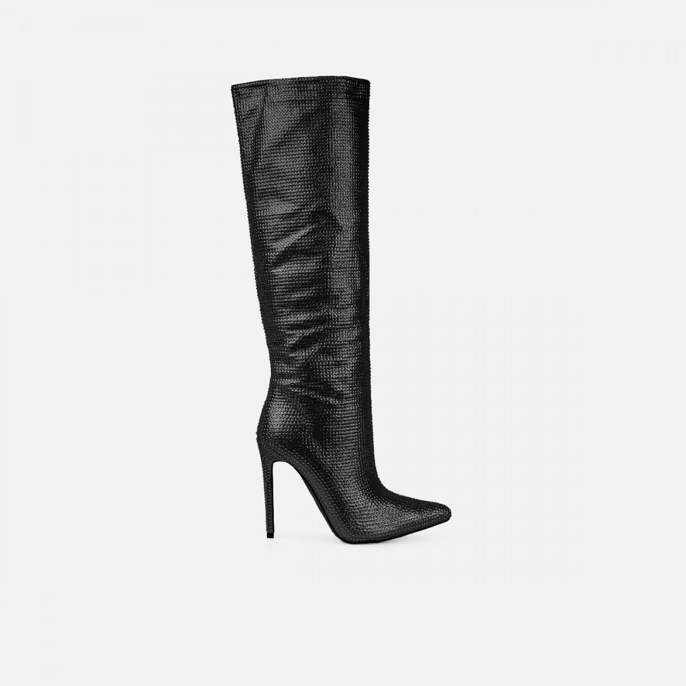 Dance Black Diamante Stiletto Knee High Boots | Simmi Shoes