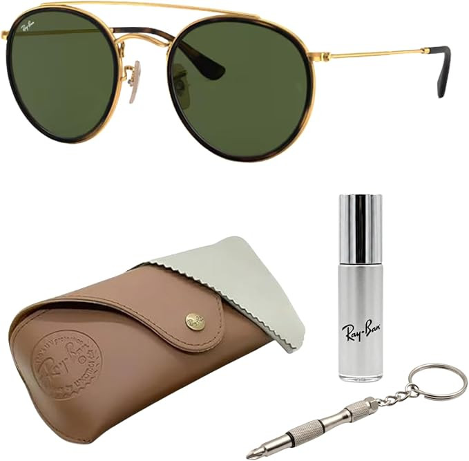 RB3647N ROUND DOUBLE BRIDGE Round Shaped Sunglasses for Men & Women with Official RAYBAN Eyewear ... | Amazon (US)