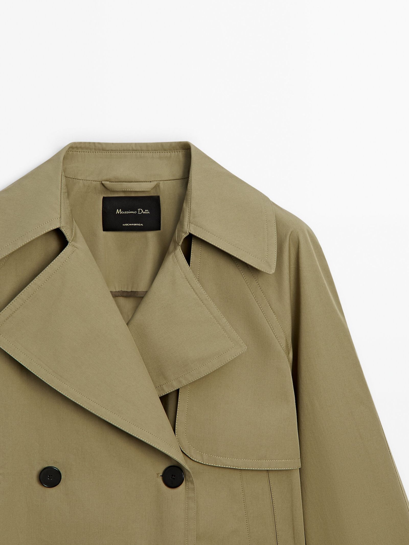 Short 100% cotton trench coat with lapel | Massimo Dutti (US)