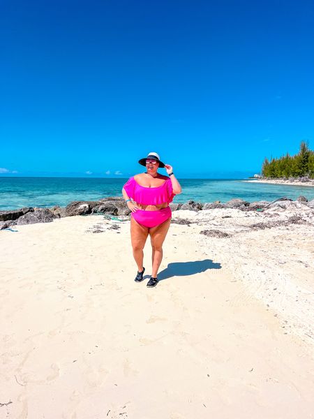 So many compliments on this suit!!! You just cannot go wrong with hot pink. 💕 The bottoms are ruched and high waisted. The ruffle top is so flattering. Fits TTS. 

I have this same suit in 5 prints because it’s that good! 

#LTKswim #LTKunder50 #LTKcurves