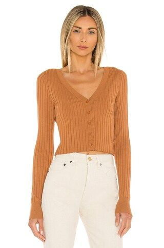 525 Wide Rib Crop Cardigan in Toasted Almond from Revolve.com | Revolve Clothing (Global)