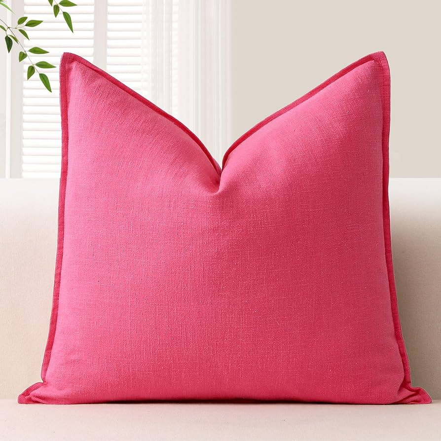 OTOSTAR Decorative Linen Throw Pillow Cover Soft Accent Farmhouse Pillowcase Boho Solid Cushion C... | Amazon (US)