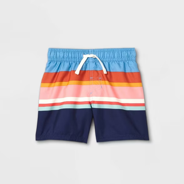Toddler Boys' Striped Swim Shorts - Cat & Jack™ Blue | Target