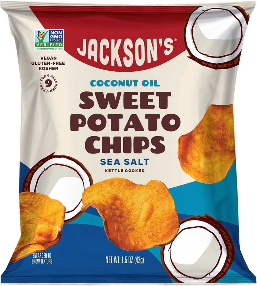 Jackson’s Sweet Potato Kettle Chips with Sea Salt made with Premium Coconut Oil (1.5 oz, Pack o... | Amazon (US)