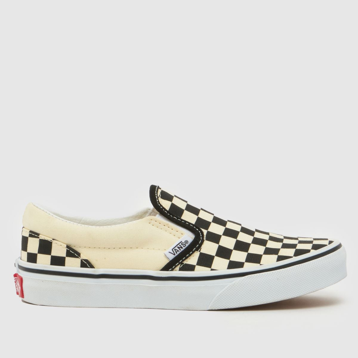 Vans black & cream classic slip-on Junior Trainers | Schuh