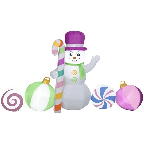 Holiday Time Airblown 9 Foot Whimsical Colorful Snowman Collection Scene | Walmart (US)