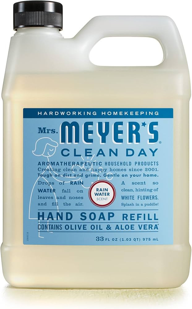 Mrs. Meyer's Hand Soap Refill, Made with Essential Oils, Biodegradable Formula, Rain Water, 33 fl... | Amazon (US)