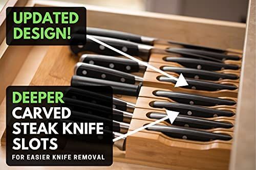 In-Drawer Bamboo Knife Block Holds 16 Knives (Not Included) Without Pointing Up PLUS a Slot for y... | Amazon (US)
