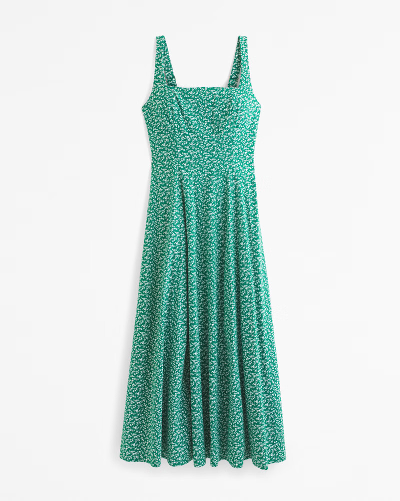 The A&F Mila Fit & Flare Stretch Midi Dress | Abercrombie & Fitch (UK & DE)
