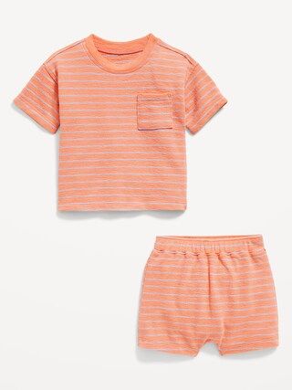 Unisex Short-Sleeve Pocket T-Shirt and U-Shaped Pull-On Shorts Set for Baby | Old Navy (US)