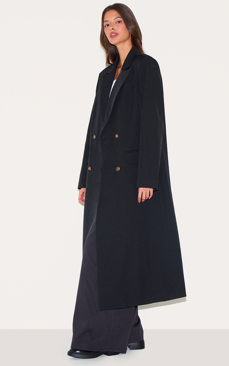 Black Maxi Length Duster Coat | PrettyLittleThing US