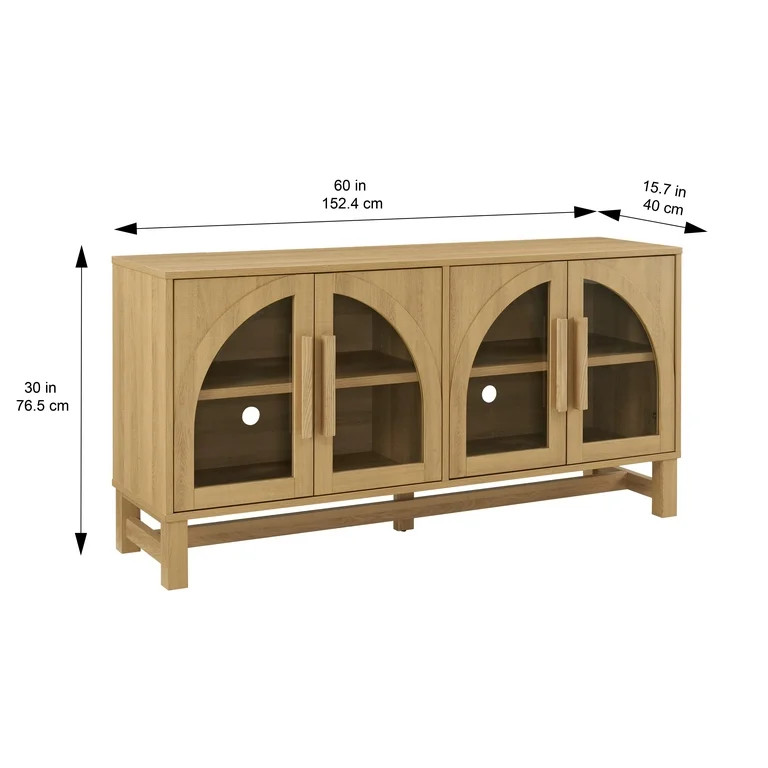 Better Homes & Gardens Juliet Arc TV Stand for TVs up to 65",  Light Honey Finish | Walmart (US)