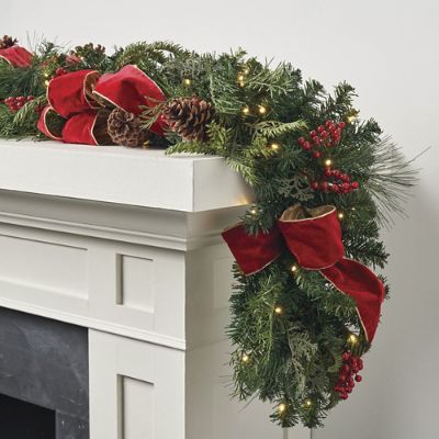 Christmas Cheer Cordless Garland with Bow | Frontgate | Frontgate