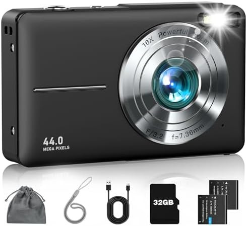 Digital Camera, FHD 1080P Point and Shoot Camera with 16X Zoom Anti Shake 32GB Card, Compact Smal... | Amazon (US)