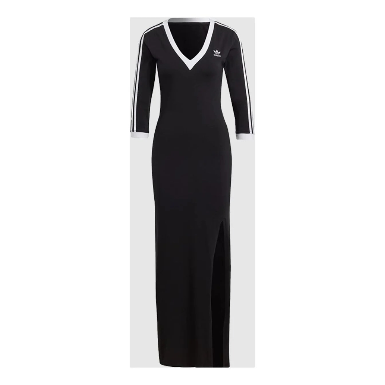 (WMNS) adidas Adicolor Classics 3-Stripes Maxi Dress Asia Sizing 'Black White' IK0439 | KICKS CREW