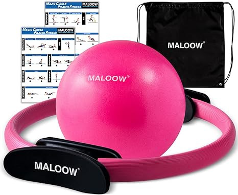 MALOOW Pilates Ring - Premium Fitness Circle and Pilates Mini Exercise Ball for Legs,Arms and Thi... | Amazon (US)
