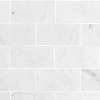 Ivy Hill Tile White Carrara 3 in. x 6 in. x 9mm Polished Marble Subway Tile (40 pieces / 5 sq. ft... | The Home Depot