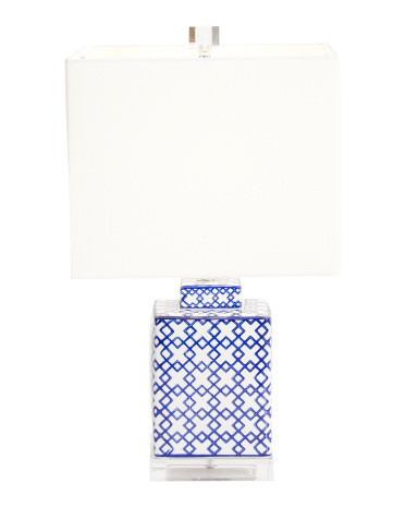 20in Fretwork Ceramic Acrylic Square Lamp | TJ Maxx