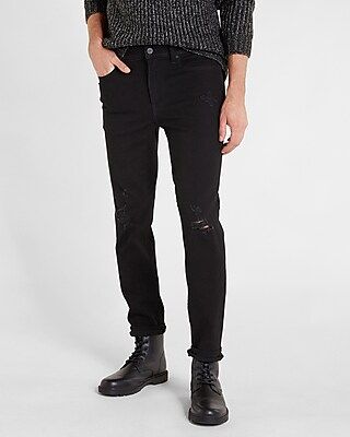 Slim Ripped Black 4-Way Hyper Stretch Jeans | Express