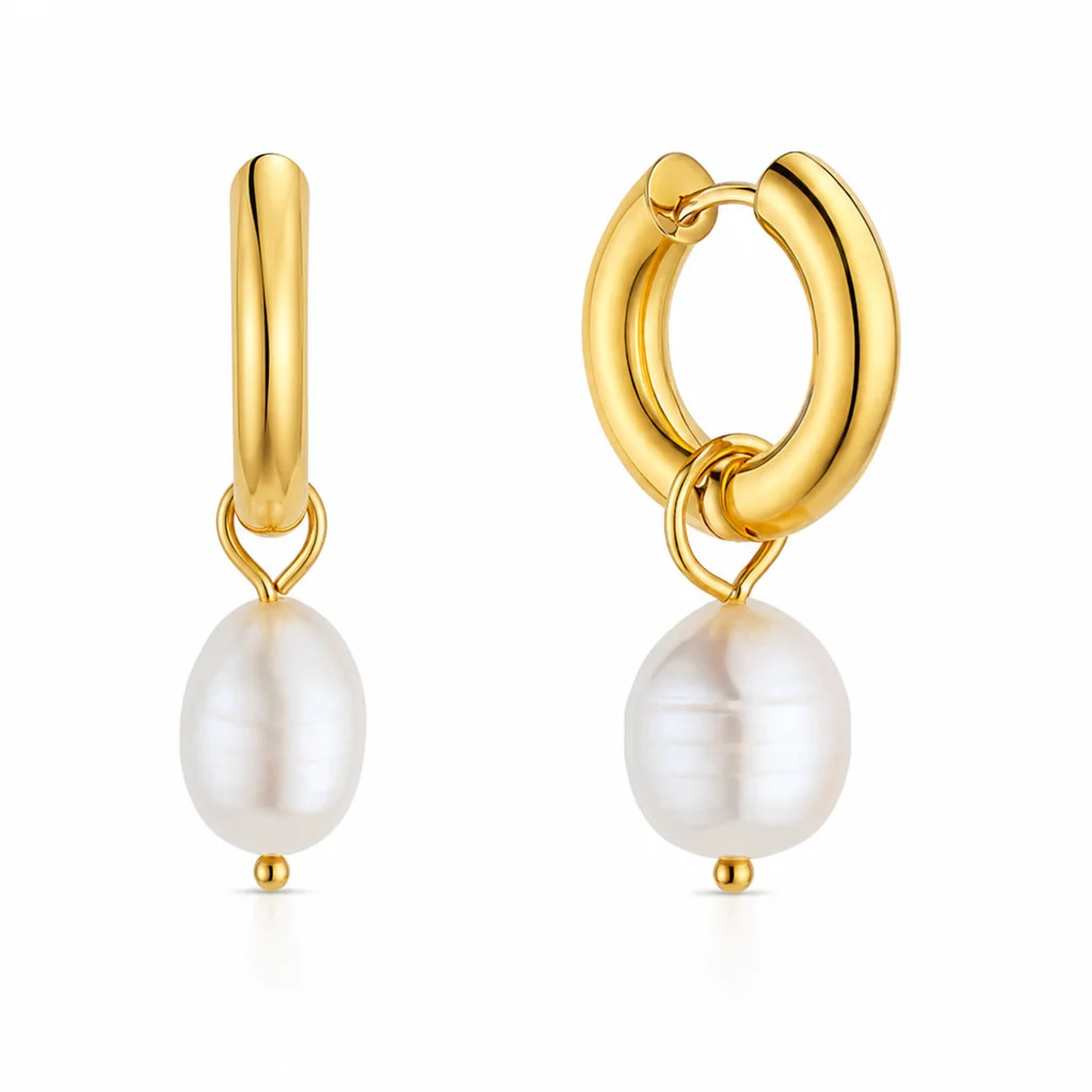 Melrose Mini Hoop Pearl Earring | Ellie Vail Jewelry