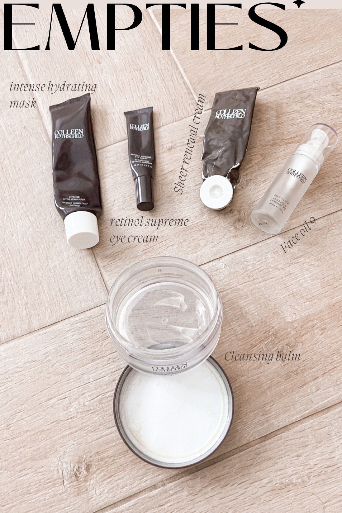 Colleen rothschild is having 20 % off with code - FIREWORKS .. these are current empties — already repurchased! Love the cleansing balm — sheer renewal cream - face oil 9 - intense hydrating mask and retinol supreme eye cream - skincare - beauty - Colleen rothschild sale 

#LTKunder100 #LTKbeauty #LTKsalealert