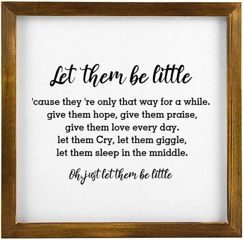 Rustic Framed Wooden Sign with Quote Let Them Be Little Distressed Look Wooden Sign Wall Hanging ... | Amazon (US)