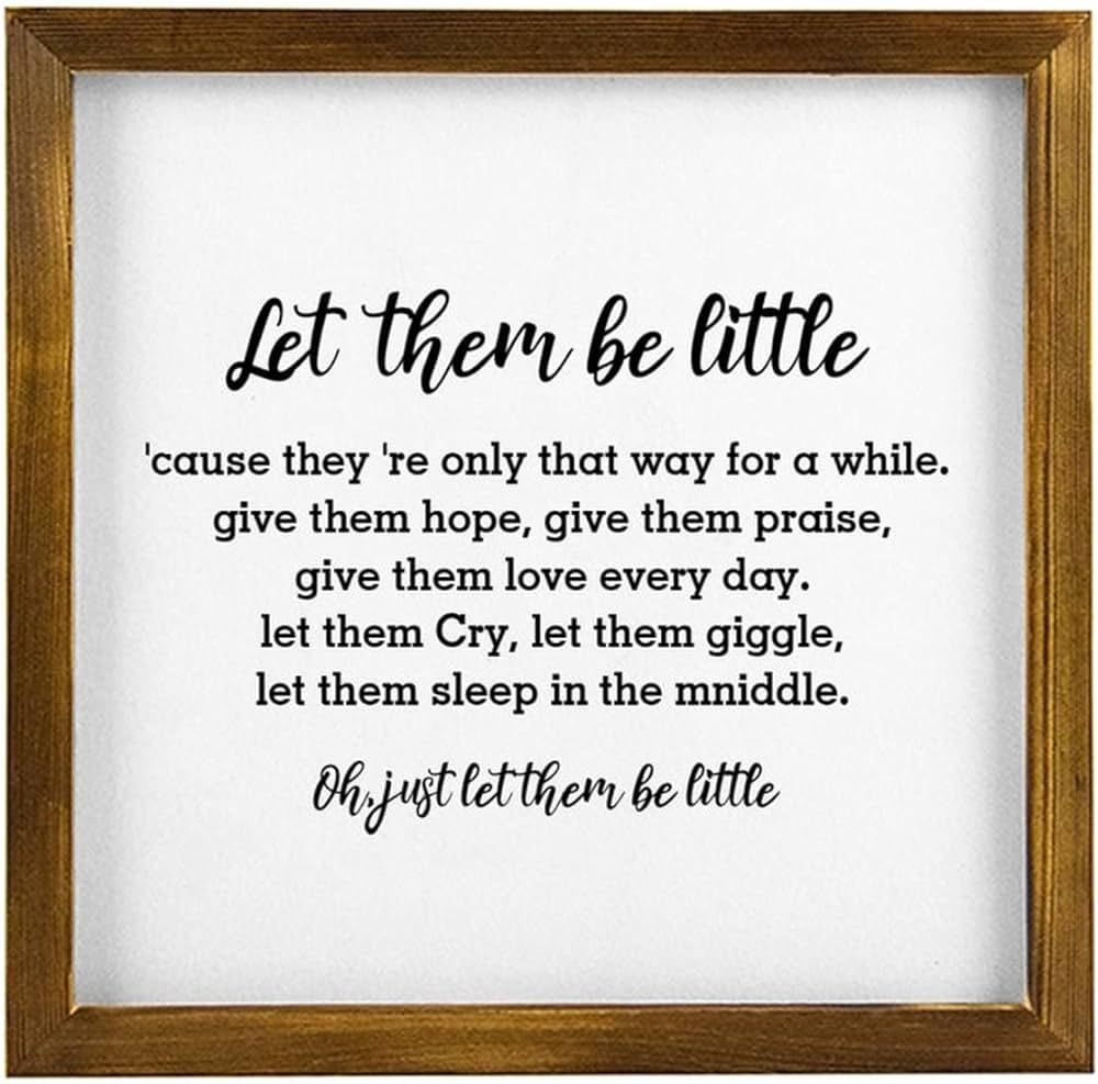 Rustic Framed Wooden Sign with Quote Let Them Be Little Distressed Look Wooden Sign Wall Hanging ... | Amazon (US)