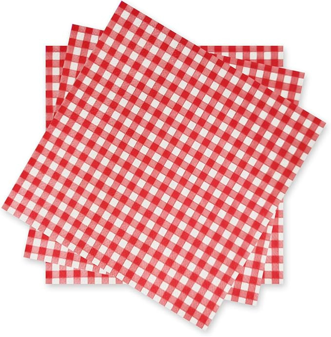 Gatherfun Disposable Red and White Gingham Paper Napkins (Pack of 50) | Amazon (US)